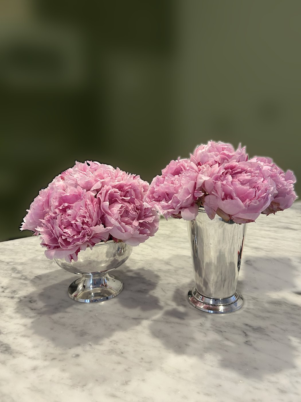 Peonies in silver