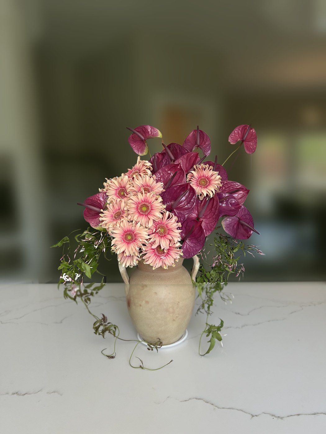 Anthurium, gerbera and jasmine